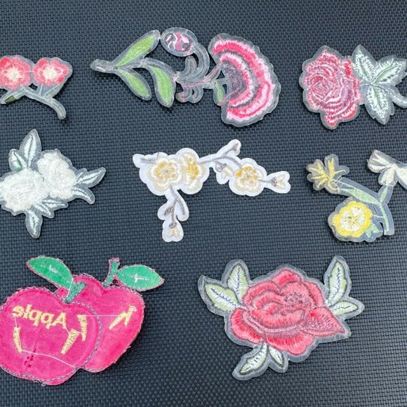 Lot of 8 patches Iron On applique Embroidery Patches Flowers Set of 8 patches - Picture 8 of 9